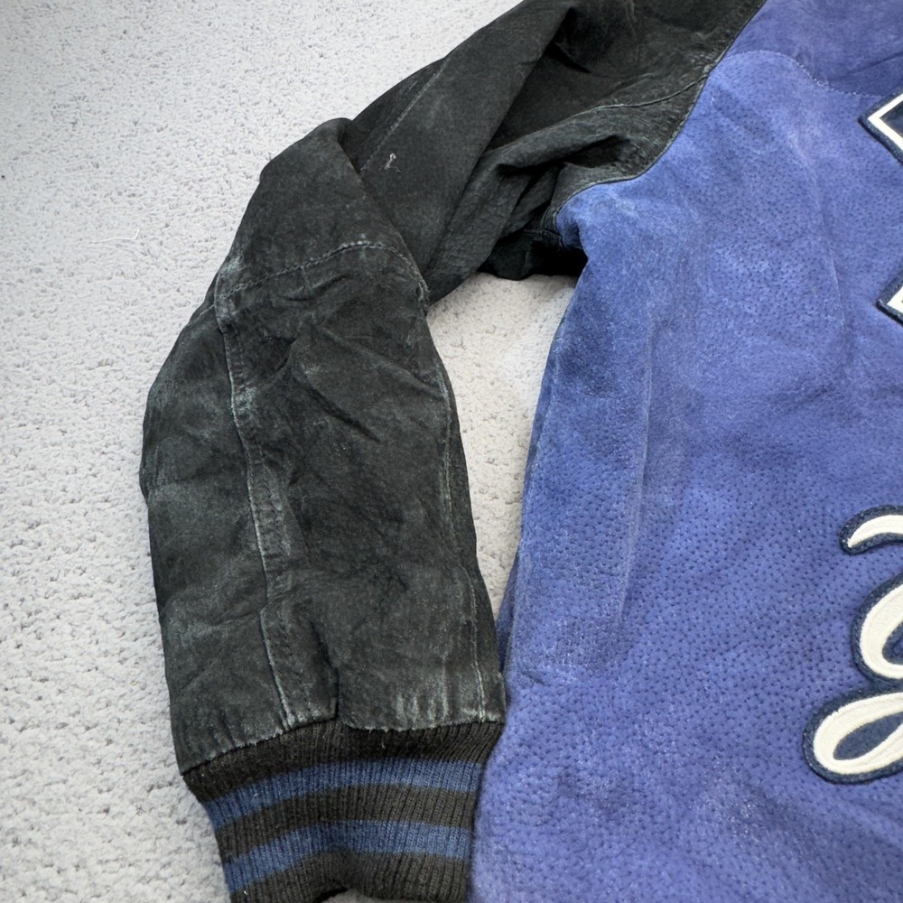 Vintage New York Yankees Leather Jacket Mens Medium Blue Black MLB GIII Bomber - Picture 12 of 16